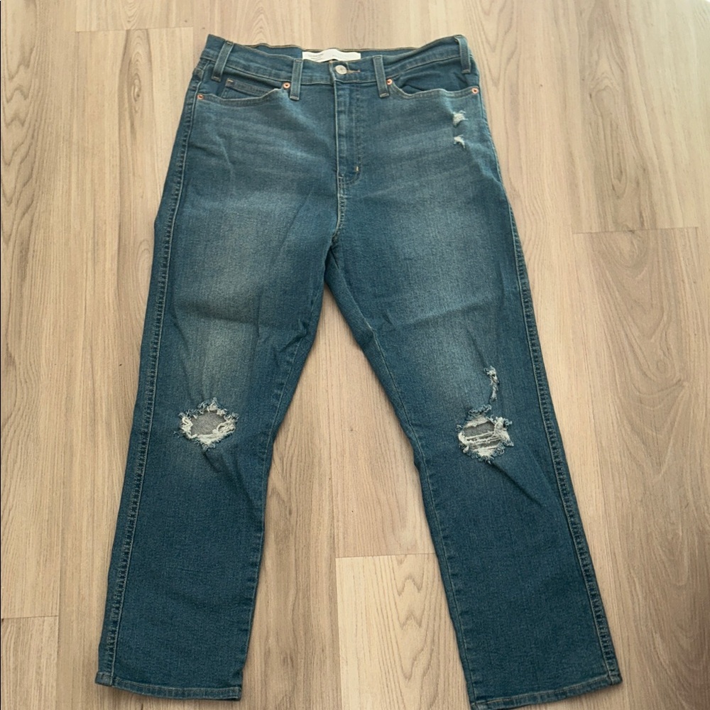 Levi’s Signature Straight Leg Women’s Blue Jeans 10 Denim Classic Distressed